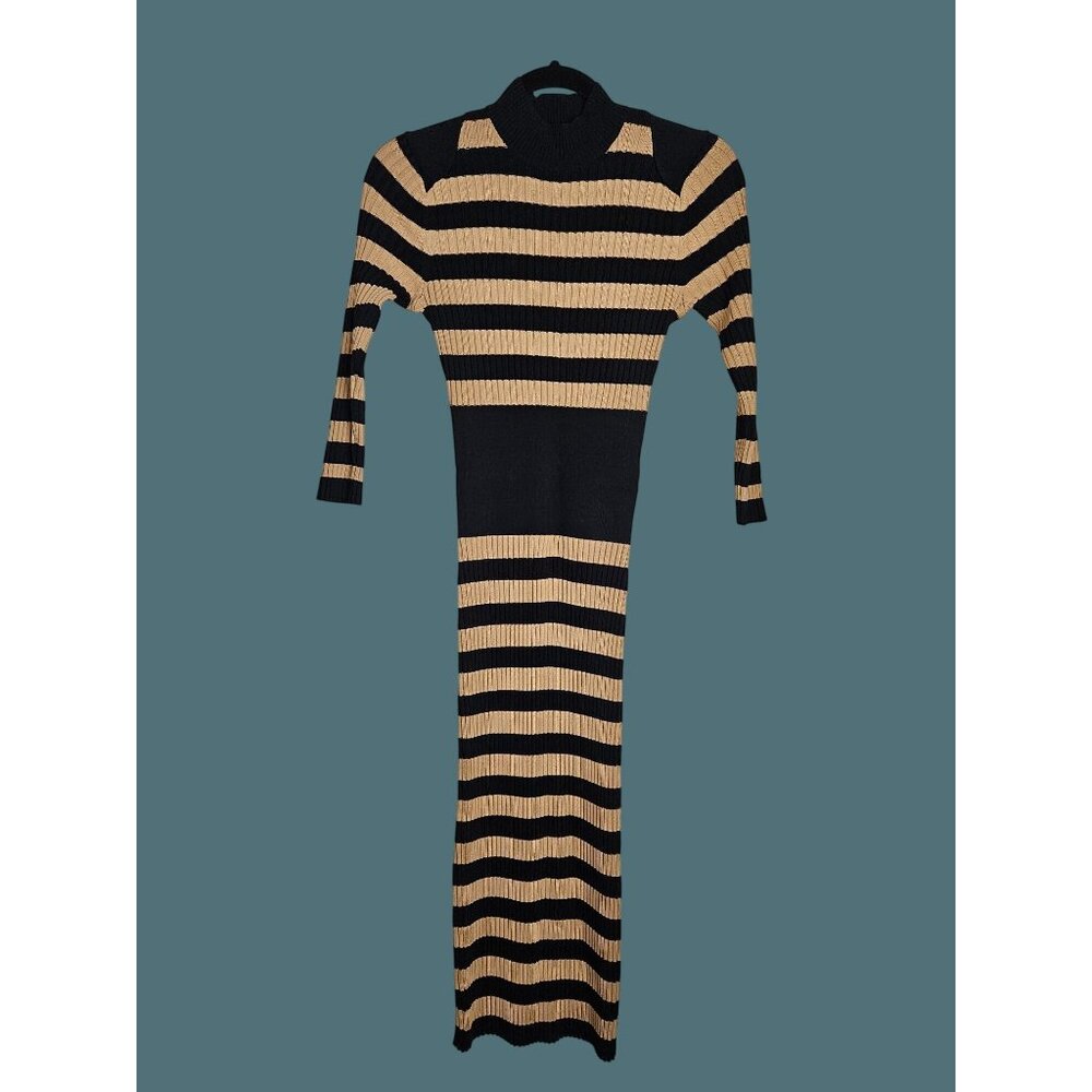 Gabrielle Union New York & Company XS Striped Ribbed Knit Sweater Dress Stretchy - Picture 2 of 7